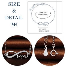 MicLee Women's "Love" Classic Infinity Symbol Bracelet 925 Sterling Silver Cubic Zirconia Bracelet Adjustable Charm Bangle with Gift Bag Super Gift, Silver Silver Zirconia