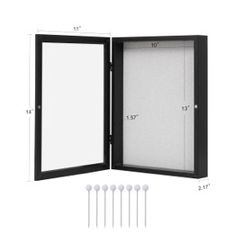 DEMAIKE 11x14 Shadow Box Frame with Linen Back, Wood Glass Display Case for Medals, Photos, Memorabilia, Awards - Pins Included- Black