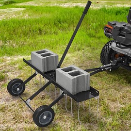 YINTATECH 40in Tow Behind Dethatcher,20 Spring Steel Tines Lawn dethatcher Rake for ATV UTV Lawn Mower, Features Flexible Lift Handle, Black