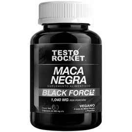 Maca Negra Peruana + Piperina | Fórmula Vegana Organica de Alta Concentración | Optimizada para Absorción Optima | Suplemento Alimenticio Testo Rocket