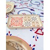 Portuguese Pottery Rectangular Serving Platter, Mosaic Rose Design, Hand-Painted Ceramic,