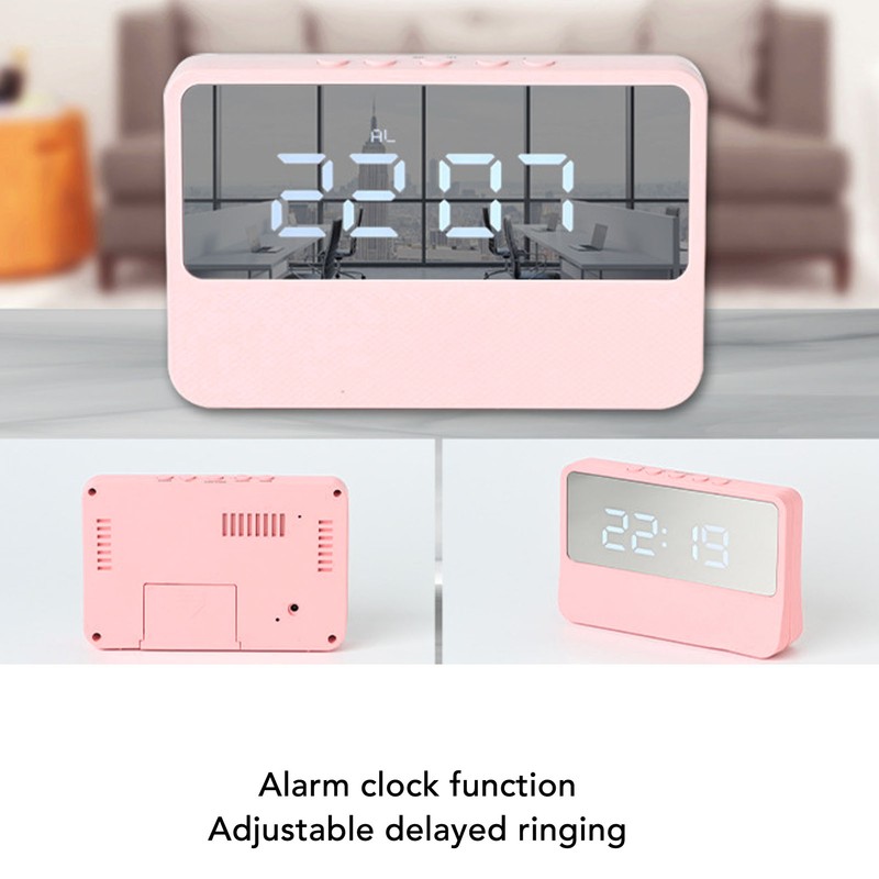 LED Mirror Alarm Clock 2 Levels Brightness Digital Alarm Clock