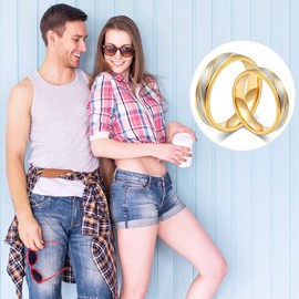 rockyu Brand Pair Titanium tungsten ring gold ring gold ring , golden