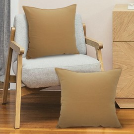 Betadistor Pack of 2, Cotton Soft Decorative Square Throw Pillow Cover Cushion Covers Pillowcase, Home Decor Decorations For Sofa Couch Bed Chair 18x18 Inch/45x45 cm (Plain Bright Yellow), 519-0414