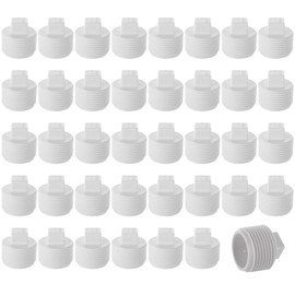 LOPYXBR 40 PCS 1 Inch PVC Pipe Cap White PVC Pipe End Caps 1 Inch NPT Male End Cap Adaptor SCH40 Male Thread Plug for Plumbing Water Line, Drainage Piping System, Industrial