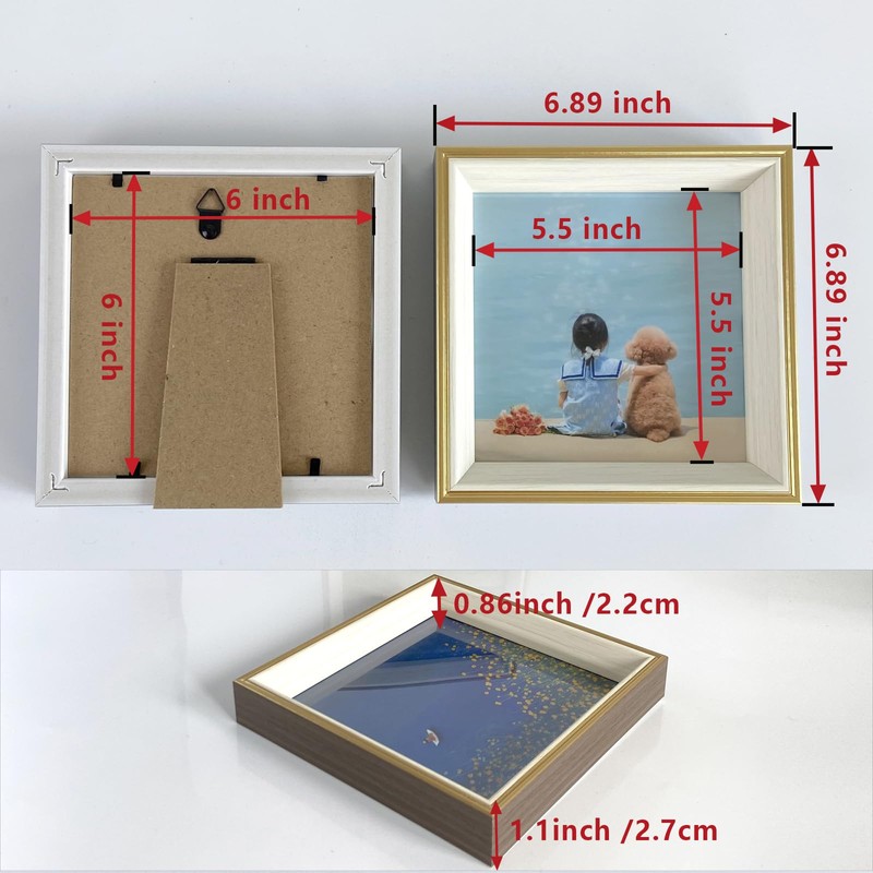 Rusnugic 6x6 Picture Frame - 2 Pack Rustic Square Photo