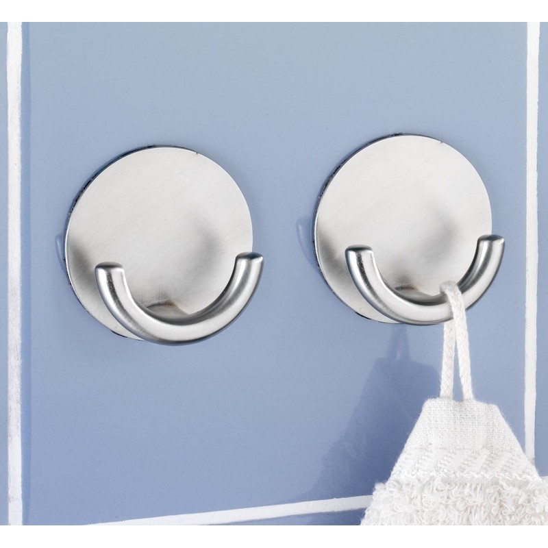 Wenko 4466190100 Wall hook Rondo Matt selfadhesive, Metal Stainless steel,