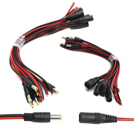 TNSLAND 6 Pairs DC Cable, 18AWG DC 12V 5A 5.5 x 2.1 mm Male Female DC Power Pigtail Cable, DC Barrel Plug for CCTV Security Camera, Surveillance