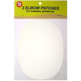 No-Sew Iron-on White Denim Oval Elbow Knee Repair Decorative Patches 2 per Pack