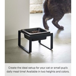 Yamazaki Home Tower Raised Ceramic Pet Food Or Water Bowl with Metal Stand for Cats Or Small Dogs - Tall - 1.25