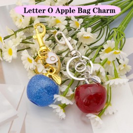 Gold Initial Letter O Keychain Glitter Silver Cute Letter Bag Charm Set for Women Car Key Wallet Alphabet Key Chain Purse Charms for Handbags Bling Fruit Backpack Keychains Accessories Birthday gifts