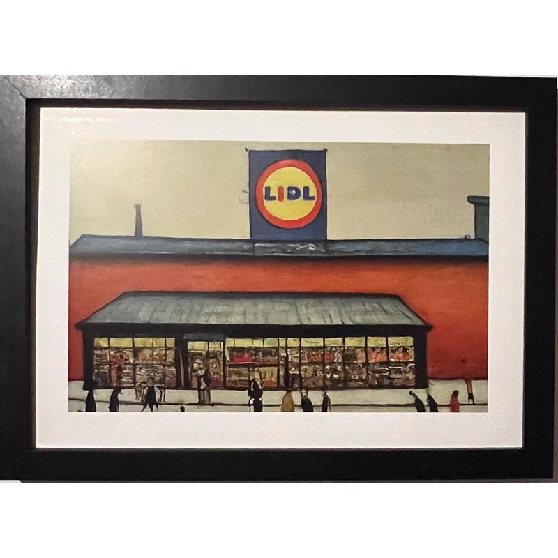 Lowry-Style Framed Print. Beautiful Black Ash Frame (Lowry, LS Lidl)