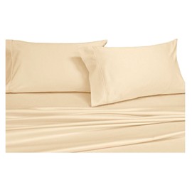 Royal Hotel Bedding Solid Ivory Top-Split-King: Adjustable King Bed Size Sheets, 4PC Bed Sheet Set, 100% Cotton, 300 Thread Count, Sateen Solid, Deep Pocket