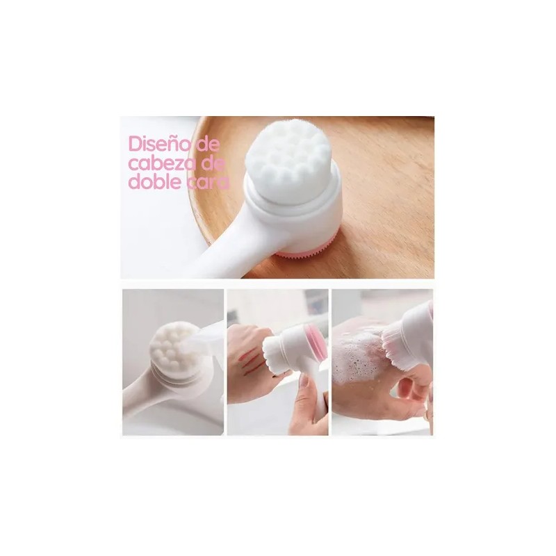 Cepillo Limpieza Facial Doble Cara Manual Exfoliante Skin F