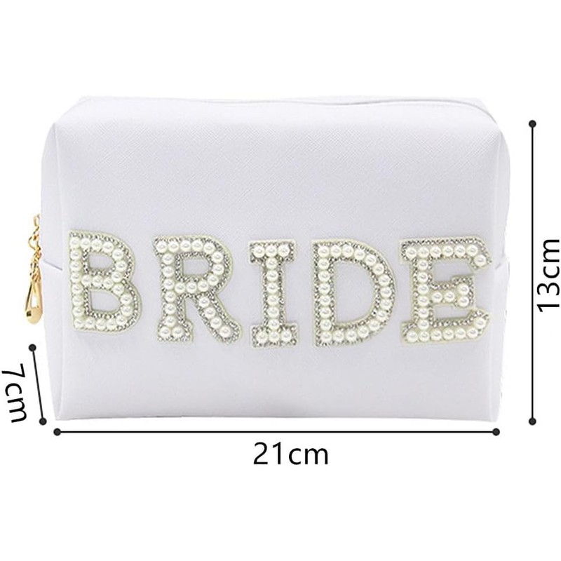 TRIXES Bride Vegan Leather Makeup Bag - Cosmetic Bag Cosmetic