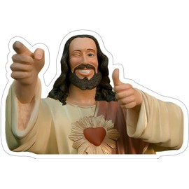 Smiling Jesus Sticker (3-diff Sizes) Jesus Christ die Cut Stickers, Jesus Dogma Buddy Christ Thumb Signal Vinyl Decal (3 inch)