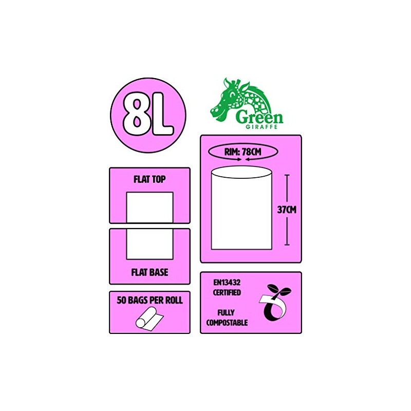 Green Giraffe 100 x 8L Compostable Caddy Liners - Food