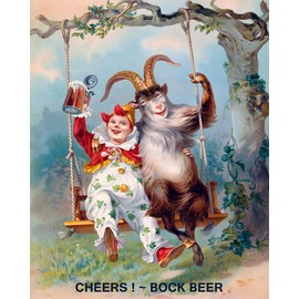 Boy Pierrot Clown Goat Cheers Bock Beer Drink Vintage Poster Repro Standard Image Size for Framing (16" X 20" Image Rolled Up Canvas)