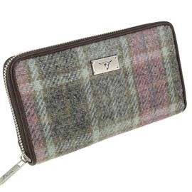 Glen Appin of Scotland Harris Tweed Staffa Long Zip Purse in Soft Pink Buchanan LB2100-COL134