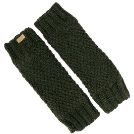 GURU SHOP Wool Warmers with Pearl Pattern, Knitted Sleeves from Nepal, Leg Warmers, Men/Women, Orange, Wool, Size: One Size, olive green