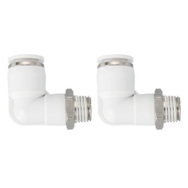 PATIKIL Push to Connect Fitting, 2 Pack Pneumatic Air Elbow Quick Connector 1/4" PT Male Thread x 10mm Tube 90 Degree Connect Tubing Elbow Air Tube Fitting Pneumatic Quick Adapter, White