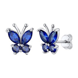 Silvercute September Birthstone Butterfly Stud Earrings For Women Girls Sleep Earings Sterling Silver