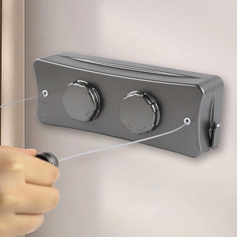 Longzhuo Retractable Clothesline Indoor Outdoor, 2 Wire Holds 88 lb(Single