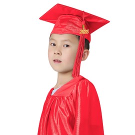 GraduatePro Children's Graduation Talar and Graduation Hat 2025 Tassel for Preschool Nursery Graduation Party, red
