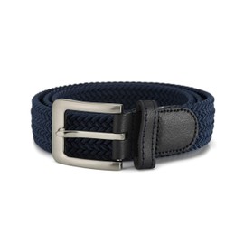 Streeze 32mm Elasticated Stretch Belt - Braided Elastic Webbed Belt with Silver Rectangular Buckle Available in 5 colours and 6 Sizes (Navy, 2XL)