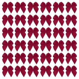 PATIKIL 1 Inch Mini Ribbon Bow 100 Pcs Satin Fabric Ribbon Flower Bows Appliques for DIY Craft Sewing Wedding Party Decoration, Burgundy