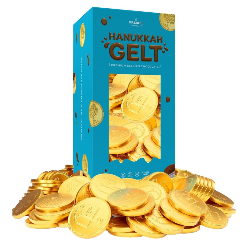 The Dreidel Company 2-Pounds Hanukkah Coins, With Menorah And Dreidel