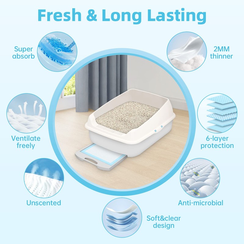 PWEZON Disposable Litter Box Liners, 50 pcs Super Absorbent Training