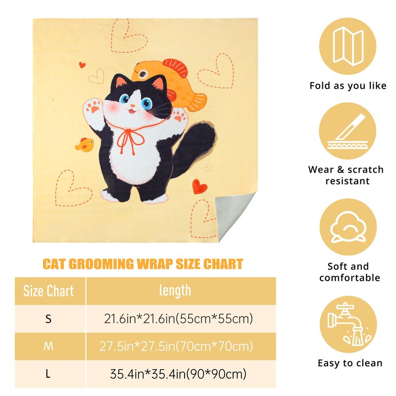 Cat Grooming Wrap,Anti-Escape Cat Wrap for Grooming,Self-Adherent Soft Cat Blanket
