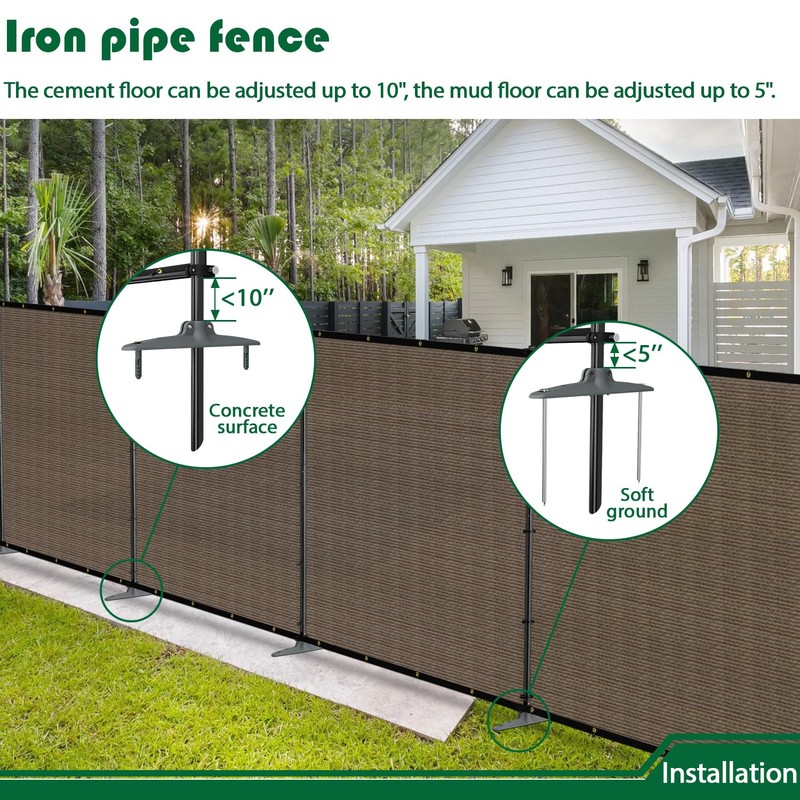 Goleray 5'Hx12'W Outdoor Freestanding Privacy Screen Fence Panels with Iron