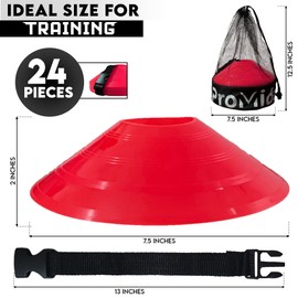 Soccer Cones for Training - (24 Pcs) with Mesh Bag & Strap - Flexible & Heavy Duty - Best for Football, Basketball & Running Drills - Premium Quality Soccer Training Cones Sports