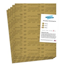 NANOLAP PSA Microfinishing Film, 5 Pc 60 Micron (300 Grit) Adhesive Polishing Paper, 8-1/2” x 11” Fine Sanding Film for Scary Sharp Sharpening System, Lapping, or Polishing Jewelry, Aluminum Oxide AO