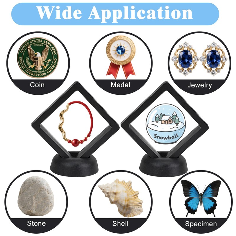 25 PCS Floating Display Case, Challenge Coin Display Stand, 3D
