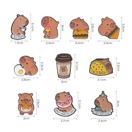 AIRTILY 10 Animal Badges, Cute Capybara Pendants, Cartoon Animal Brooches, Creative Ornaments, DIY Bag Accessories
