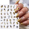 TBRZTR 9 Sheets Gold Nail Art Stickers Decals 3D Self-Adhesive