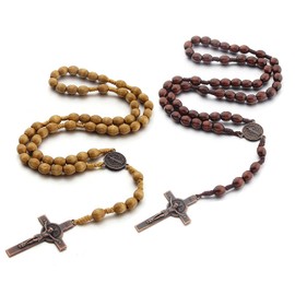 beejune Pack of 2 Rosary Necklace, Orthodox Cross, Rosary Catholic, Jesus Necklace, Jesus Cross, Prayer Chain, Rosary Necklace, For Catholic Christians, Religious Communion, Christening, Mass, Bible,