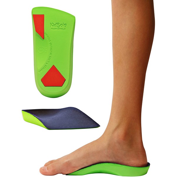 KidSole 3/4 Length Neon Shield Arch Support Insole for kids with foot pronation, flat feet, or any other undiagnosed arch support issues (Kids Size US 0-3.5)
