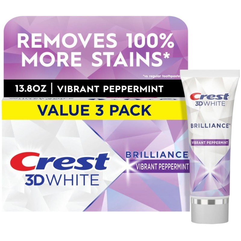 Crest 3D White Brilliance Vibrant Peppermint Teeth Whitening Toothpaste, 4.1