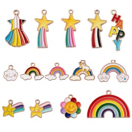 LEGENTLISUR 28 Pcs Rainbow Charms for Jewelry Making Bulk Colorful Enamel Charms Pendants for Earring Necklace Bracelet DIY Supplies