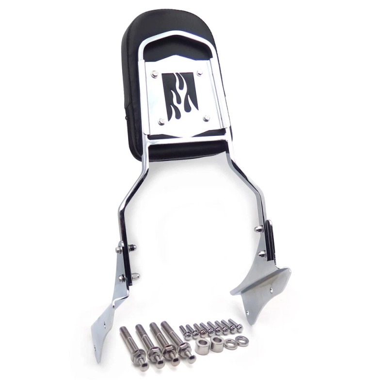 HONGK Chrome Flame Backrest Sissy Bar For 2001-2006 Honda Shadow