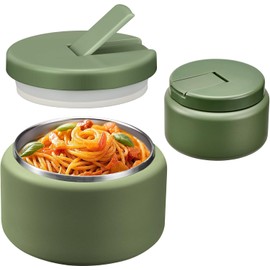 BOSEDSANG 13.5oz Soup Thermo for Hot Food Kids with Buckle Lid Insulated Vacuum Food Jar Wide Mouth Leakproof Stainless Steel Lunch Container (Green)
