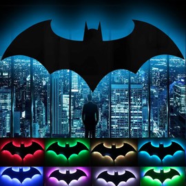 Bat Night Light Superhero LED Signal Cool Lamp with Remote Control Wall Sconce Acrylic Engraved Neon Sign Light Room Wall Decor for Bedroom Bar Party Birthday Gifts (Mirror)
