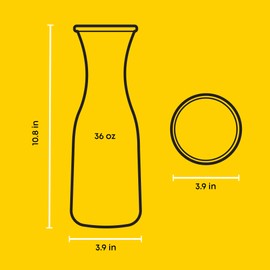 JoyJolt Glass Carafe with Lid, Set of 3 – 1 Liter Glass Pitcher for Mimosa Bar, Water, Iced Tea, Juice, Wine, Lemonade, Milk – Dishwasher Safe Beverage Drink Dispensers for Brunch, Parties