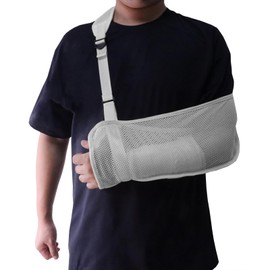 yeloumiss Mesh Arm Sling Lightweight Breathable Shoulder Immobiliser Support Adjustable Arm Sling Support Strap with Foam Neck Pad for Unisex Right Left for Wrist Hand Elbow Arm Injured (Gray)