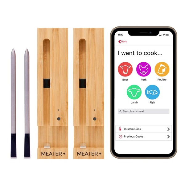 MEATER Plus: Dual Bundle | Long Range Wireless Smart Meat Thermometer | for The Oven, Grill, Kitchen, BBQ, Smoker, Rotisserie