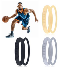 Ouligay 6 Pcs Patellar Tendon Support Strap, Silicone Knee Band for Knee Pain, Elastic Knee Brace for Men Women Hiking,Basketball, Running, Tennis, Squats(Black Gray Skin Tone)